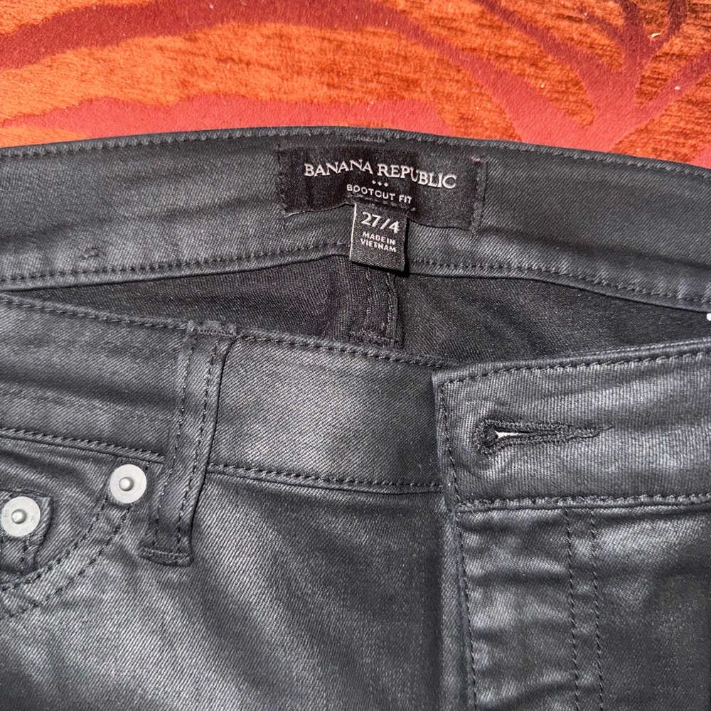 Banana Republic Women's Waxed Black Boot Cut Jeans